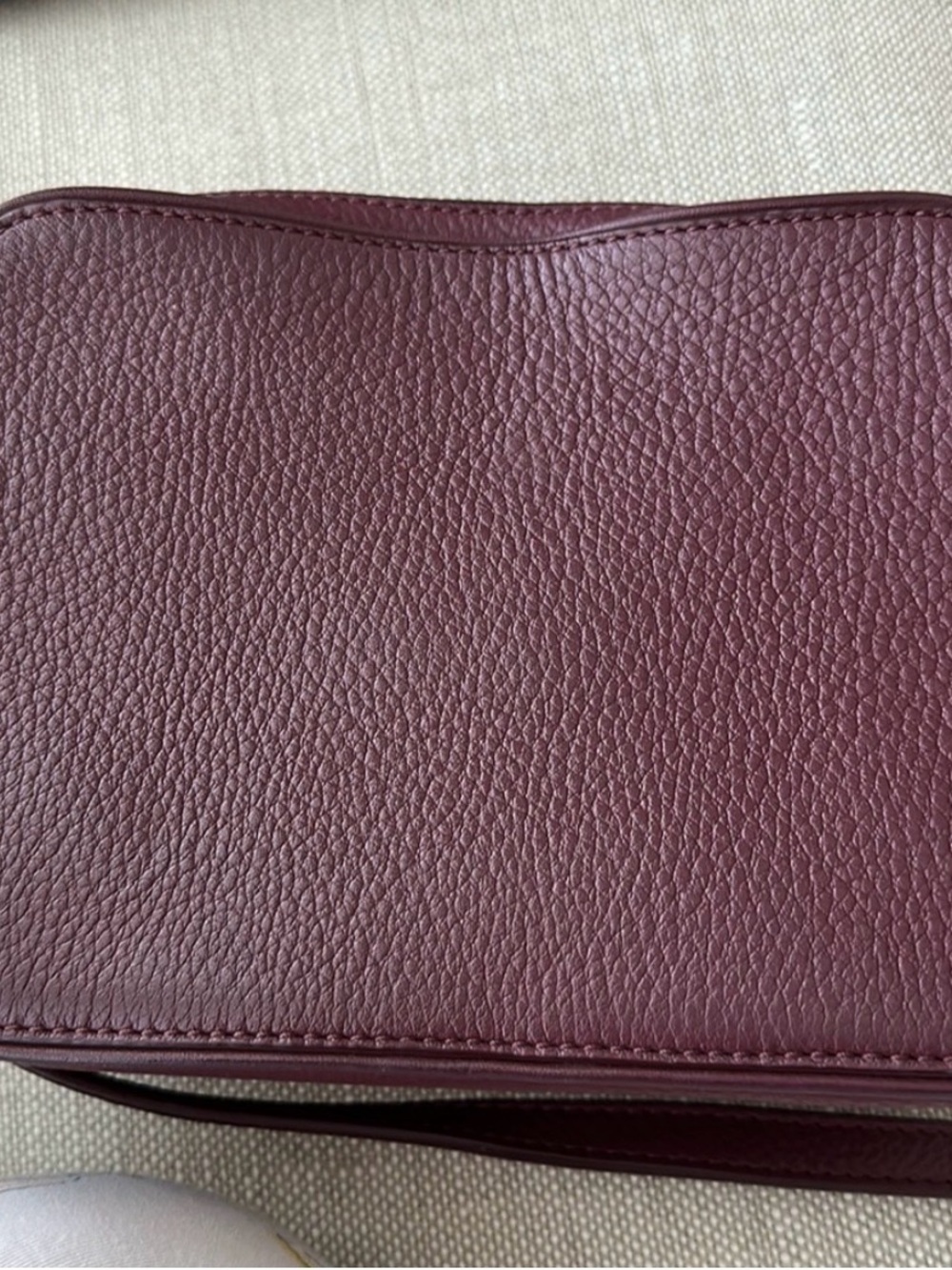 Tory Burch Wine Red Pebbled Leather Double-Zip Crossbody - Picture 7 of 8